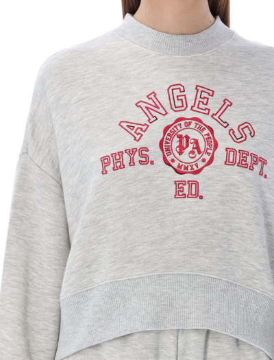 Shop Palm Angels College Cropped Sweatshirt In Grey