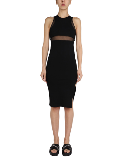 Shop Stella Mccartney Dress With Tulle Detail In Nero