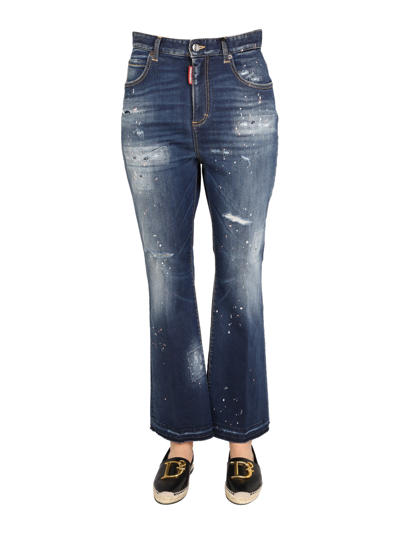 Shop Dsquared2 Jeans Wide Leg In Denim