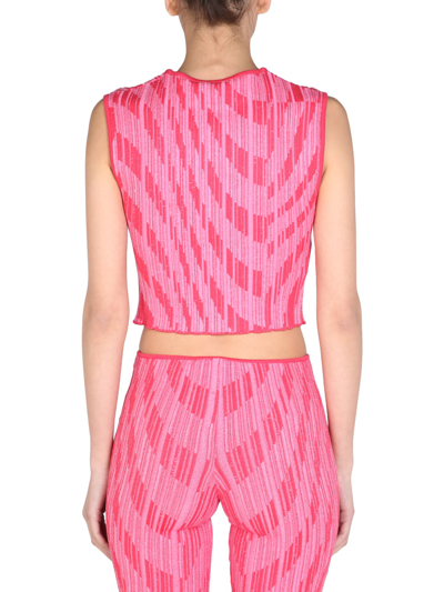 Shop Philosophy Di Lorenzo Serafini Jacquard Knitwear Crop Top In Rosa