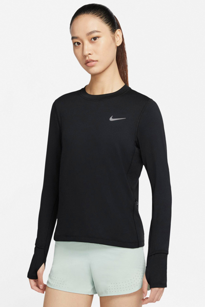 Shop Nike Elemant Long Sleeve Crew-neck Top In Black