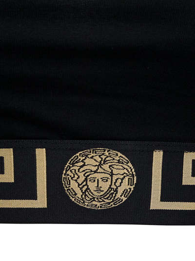 Shop Versace Black Cotton Top With Greca Print