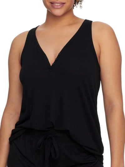Shop Bare Necessities Relax, Recharge, Recycled Ribbed Knit Henley Tank In Black