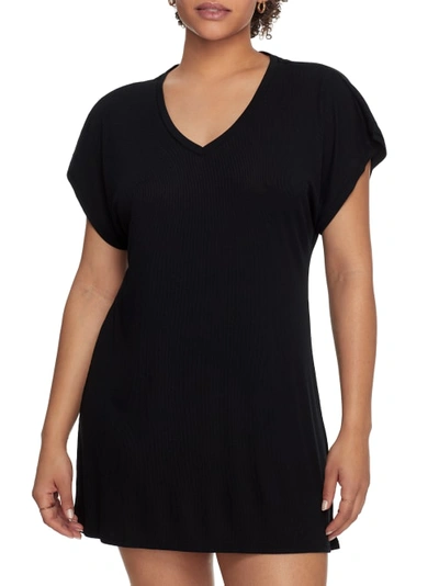 Shop Bare Necessities Relax, Recharge, Recycled Knit Sleep Dress In Black