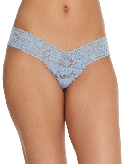 Shop Hanky Panky Daily Lace Low Rise Thong In Grey Mist
