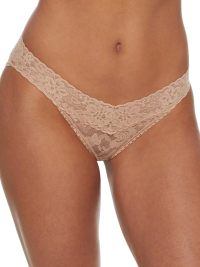 Shop Hanky Panky Daily Lace V-kini In Taupe