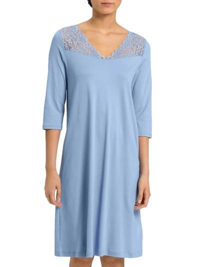 Shop Hanro Moments Knit Nightgown In Blue Moon