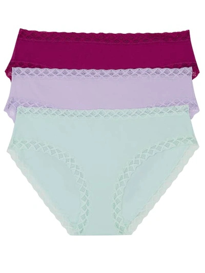 Shop Natori Bliss Cotton Girl Brief 3-pack In Berry,lilac,mint