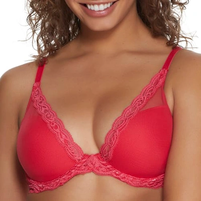 Shop Natori Feathers Plunge Bra In Sunset Coral