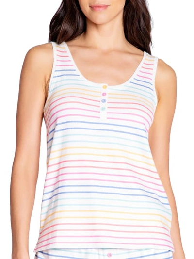 Shop Pj Salvage Button-up Babe Knit Tank In Multi