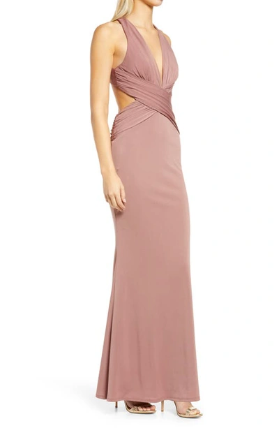 Shop Katie May Secret Agent Side Cutout Gown In Ash Rose