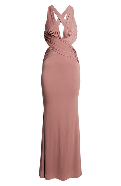 Shop Katie May Secret Agent Side Cutout Gown In Ash Rose