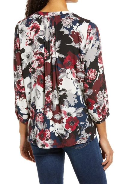 Shop Nydj High/low Crepe Blouse In Victoria Blossoms
