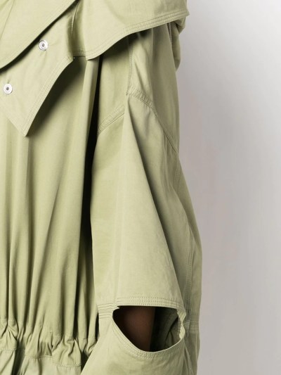 Shop Stella Mccartney Logo-patch Cut-out Parka In Green