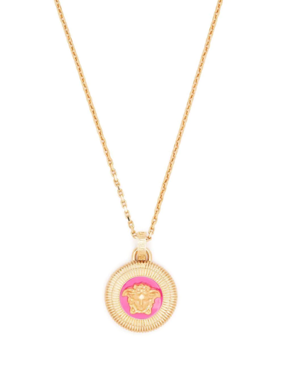 Shop Versace Medusa Head Necklace In Gold