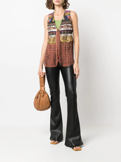 Etro Embellished Fringed Suede And Cotton-voile Vest In Rosa