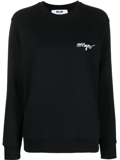 Shop Msgm Logo-print Cotton Sweatshirt In Schwarz