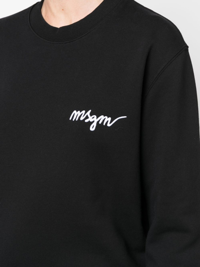 Shop Msgm Logo-print Cotton Sweatshirt In Schwarz
