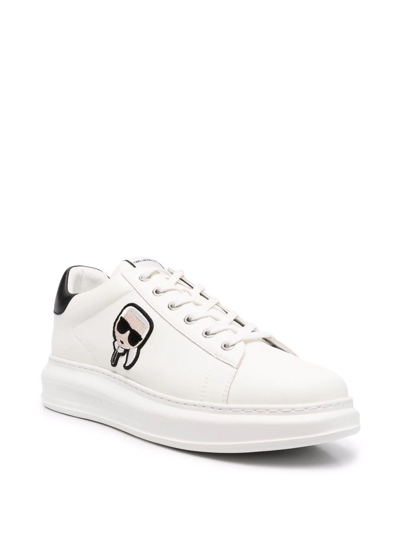 Shop Karl Lagerfeld Logo-patch Leather Sneakers In White