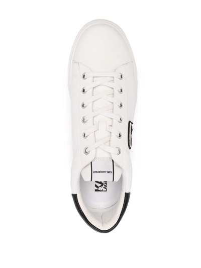 Shop Karl Lagerfeld Logo-patch Leather Sneakers In White