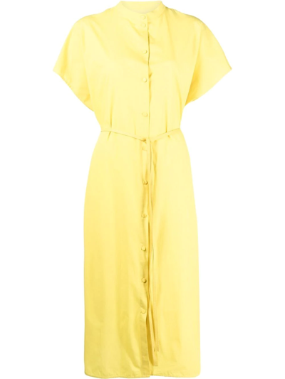 Shop Yves Salomon Short Sleeve Mid-length Dress In Gelb
