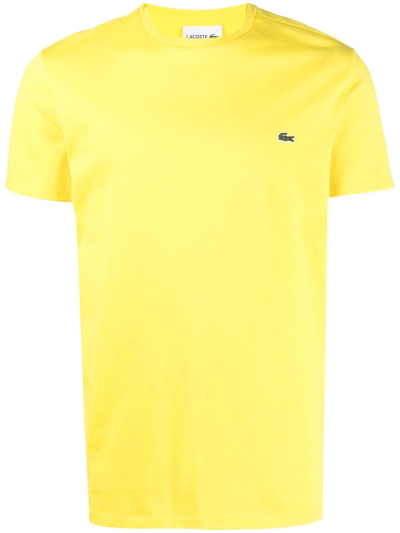 Shop Lacoste Logo-patch Pima Cotton T-shirt In Gelb