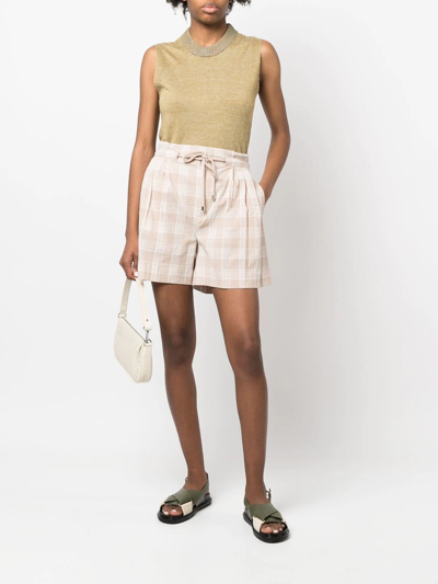Woolrich Check-print Seersucker Shorts In Nude