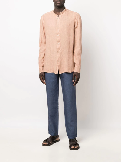Shop Boglioli Long-sleeve Linen Shirt In Orange