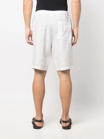 Shop 120% Lino Drawstring Linen Bermuda Shorts In Weiss