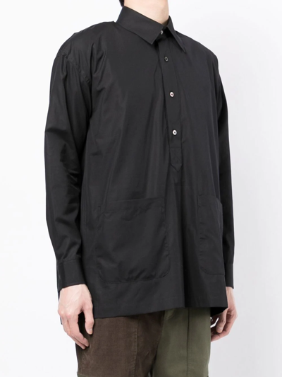 The Power For The People Logo-patch Long-sleeved Shirt In Schwarz