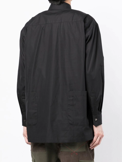 The Power For The People Logo-patch Long-sleeved Shirt In Schwarz