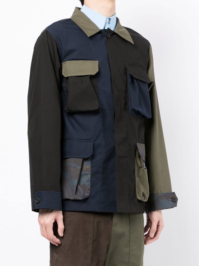 The Power For The People Panelled-design Military Jacket In Mehrfarbig