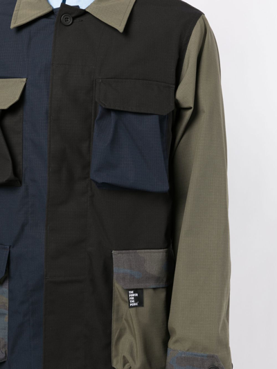 The Power For The People Panelled-design Military Jacket In Mehrfarbig