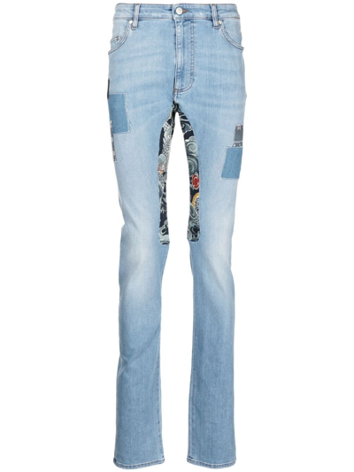 Shop Alchemist Dragon-print Straight-leg Jeans In Blue