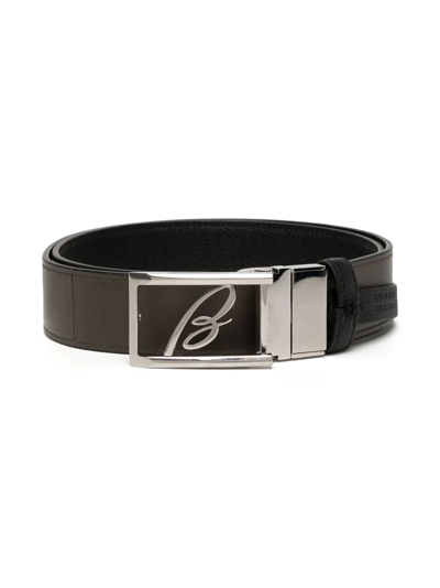 Shop Brioni Logo-plaque Leather Belt In Schwarz