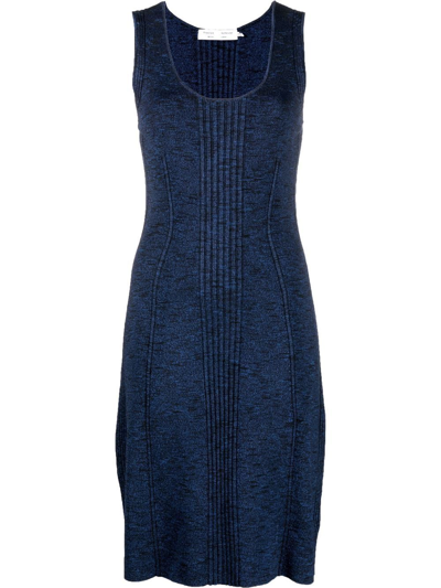 Shop Proenza Schouler White Label Melange Ribbed-knit Dress In Blau