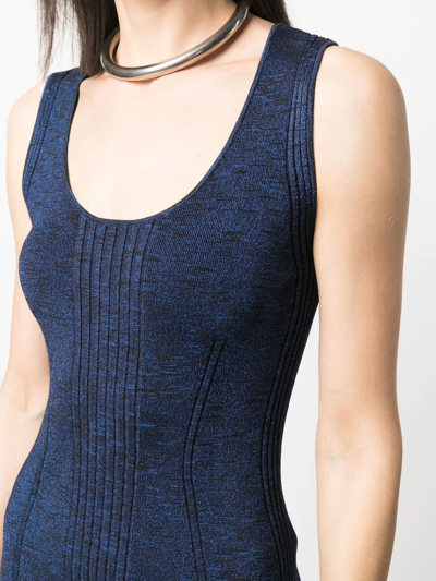 Shop Proenza Schouler White Label Melange Ribbed-knit Dress In Blau