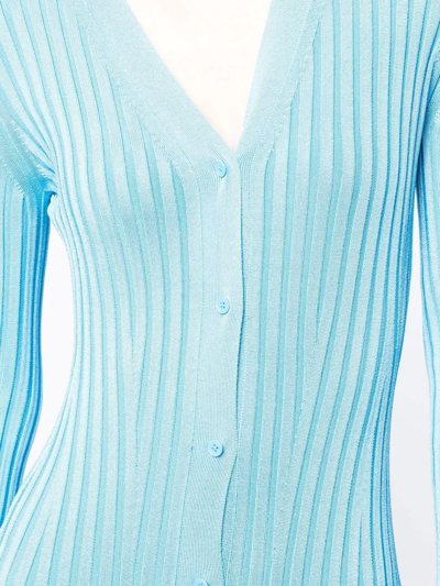 Shop Galvan Rhea Button-up Long Knitted Dress In Blue