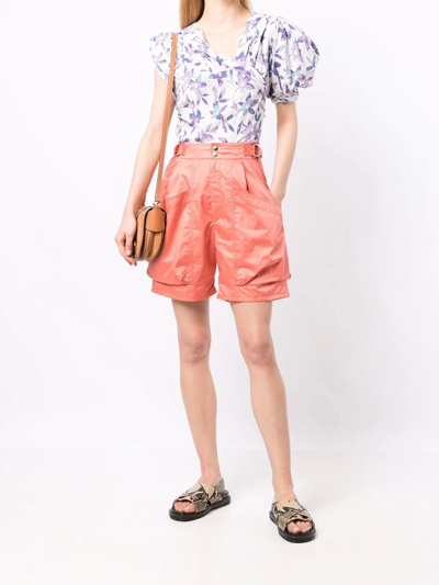 Shop Isabel Marant High-waisted Knee-length Shorts In Orange