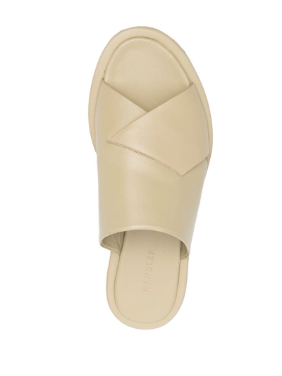 Shop Wandler Criss-cross Flat Slides In Nude