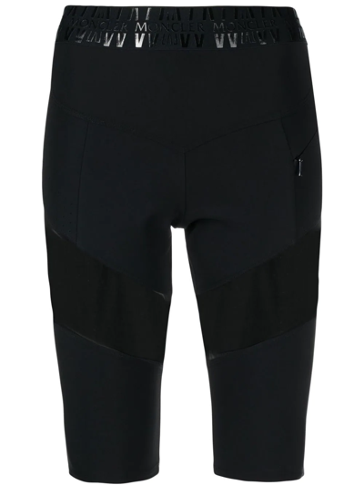Shop Moncler Logo-waist Biker Shorts In Schwarz