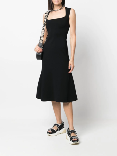 Stella Mccartney Square-neck Sleeveless Flared Dress In Schwarz