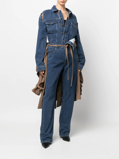 Shop Y/project Asymmetric Waist Jeans In Blau