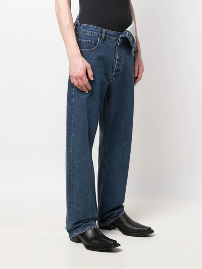 Shop Y/project Asymmetric Waist Jeans In Blau