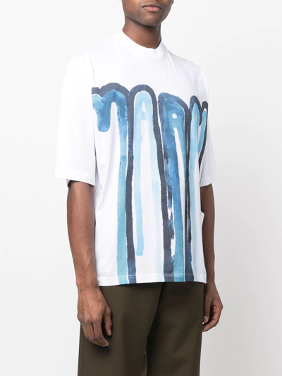 Shop Marni Painterly-print Cotton T-shirt In Weiss