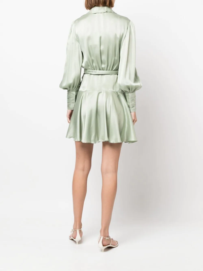 Shop Zimmermann Silk Wrapped Midi Dress In Grün