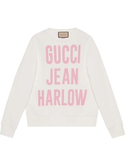 Shop Gucci Jean Harlow Cotton Sweatshirt In Weiss