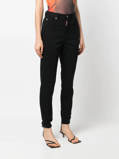 Shop Dsquared2 High-waisted Skinny Jeans In Schwarz