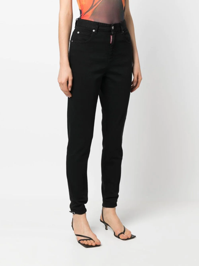 Dsquared2 Honey High-waisted Twiggy Denims In Schwarz