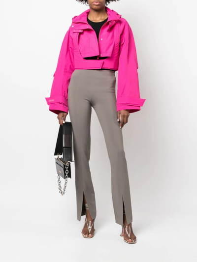 Shop Jacquemus Cropped Cotton-blend Jacket In Rosa